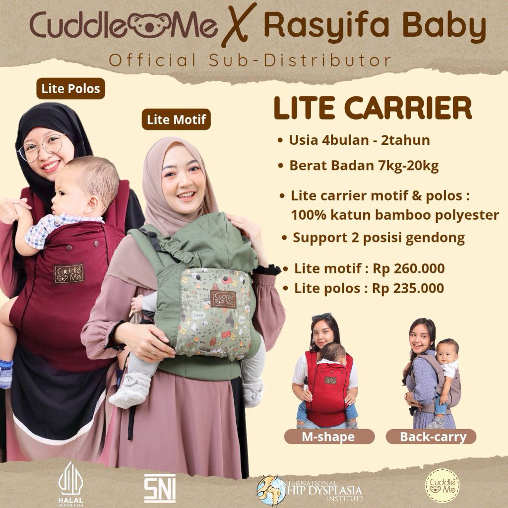 CuddleMe LITE carrier Gendongan Bayi Anak 4bulan - 2 tahun SSC Gendongan Ransel Depan MShape