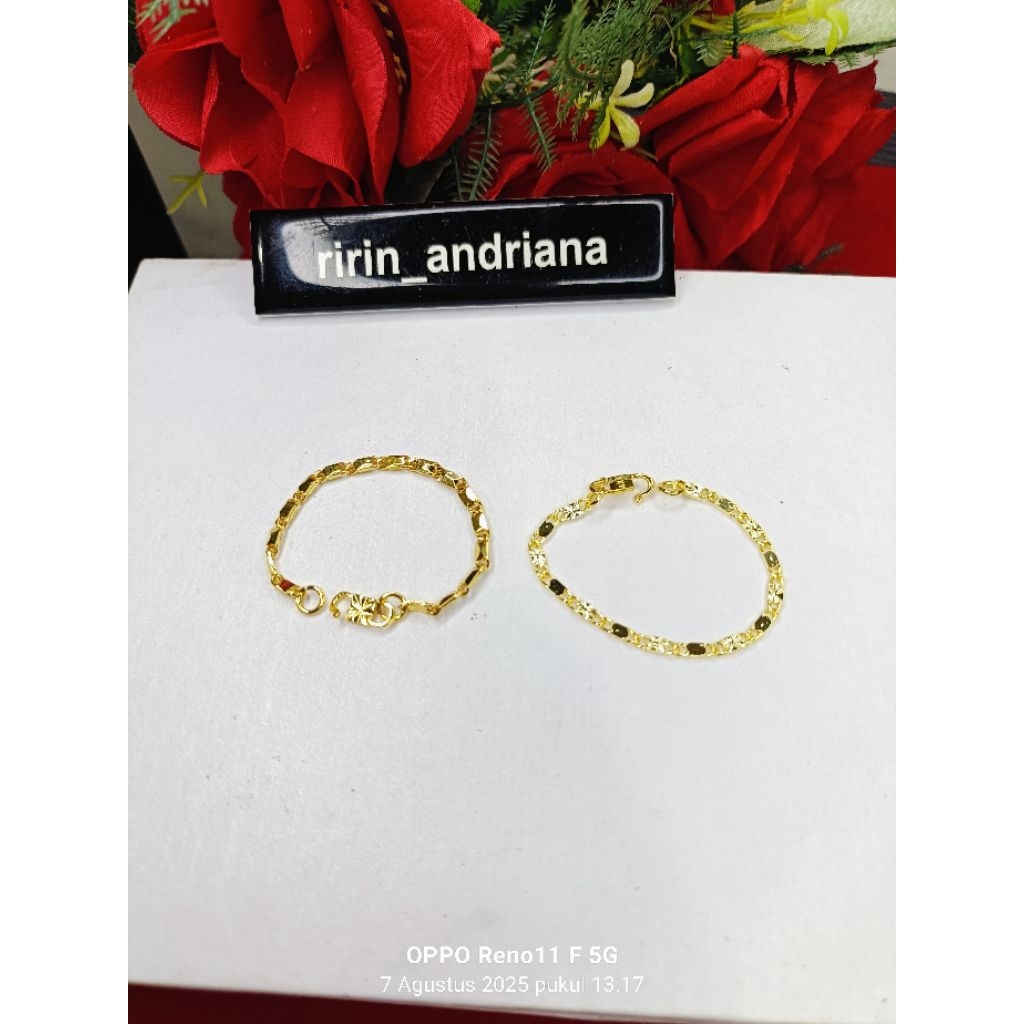 gelang tempe bayi dan anak lapis emas 24k