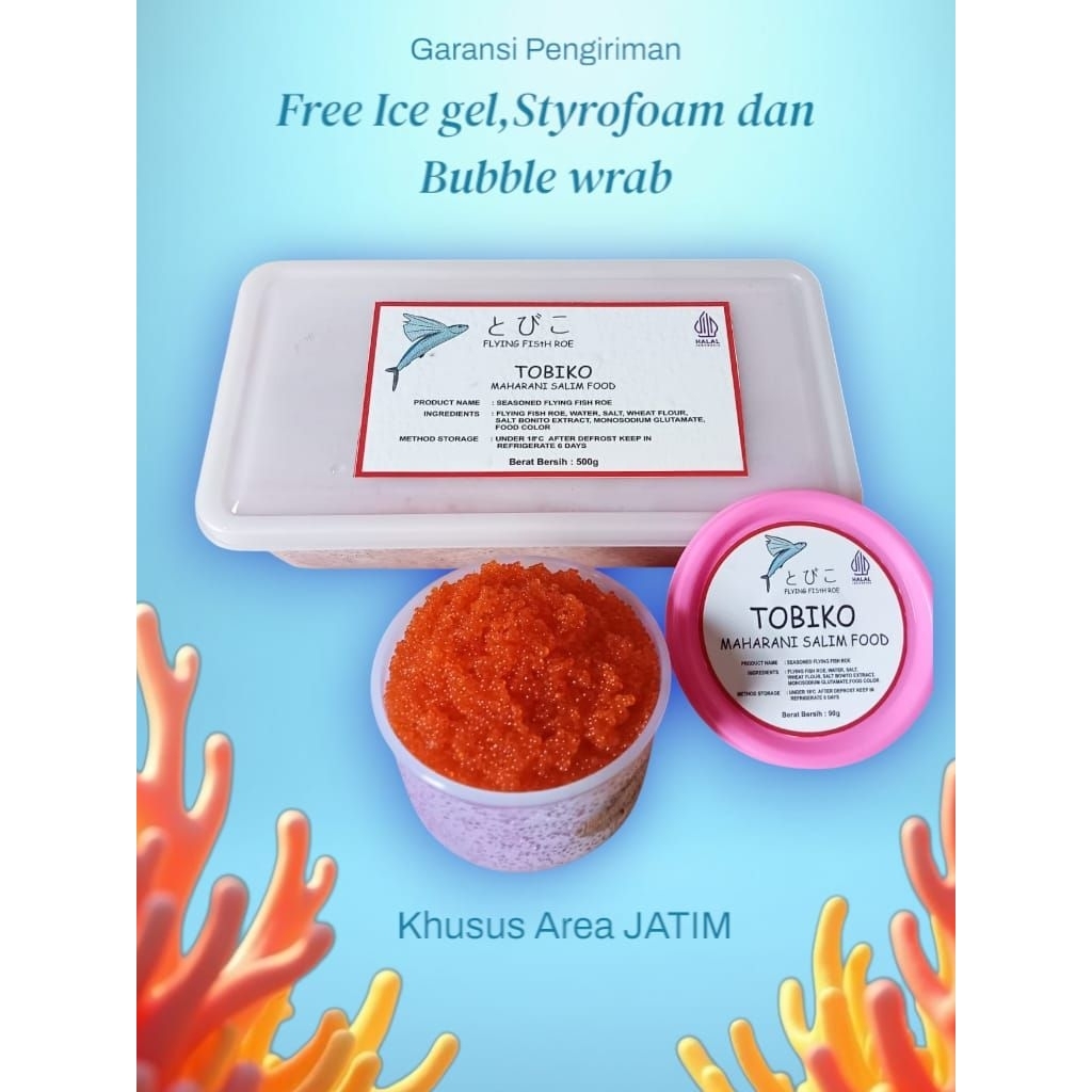 

TOBIKO /TELUR IKAN TERBANG /FLYING FIHS ROE PREMIUM GRADE A 500 GRM