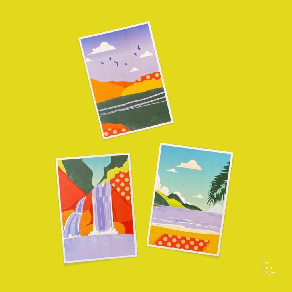 

On Bare Pages postcard - nature series