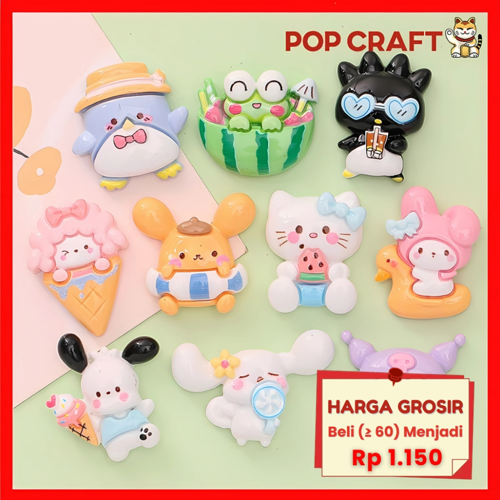

PC Stiker 3D Resin Clay Bahan Tebal DIY Anak Botol Minum Dompet Kotak Pensil Motif Sanrio 3D-018