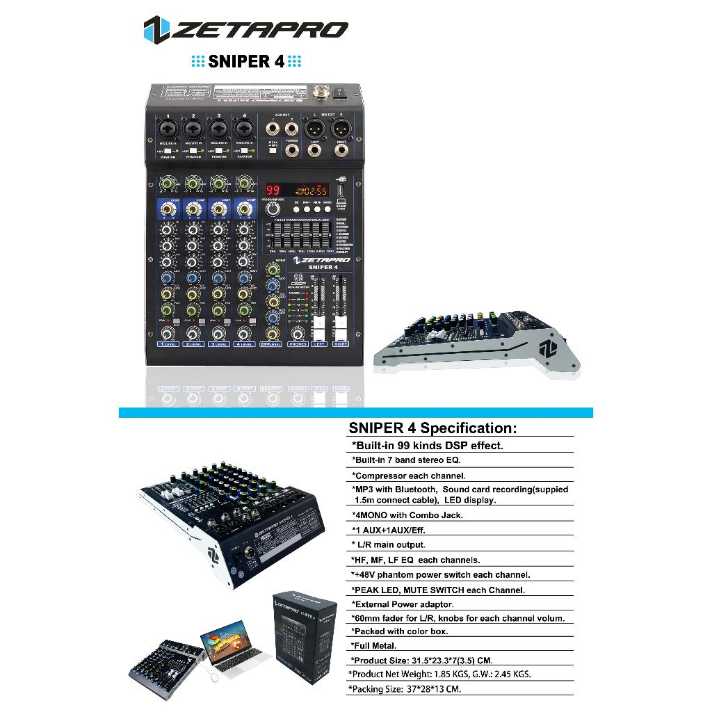 Mixer 6 Channel ZETAPRO SNIPER6 | SNIPER 6 Bluetooth USB Soundcard Original