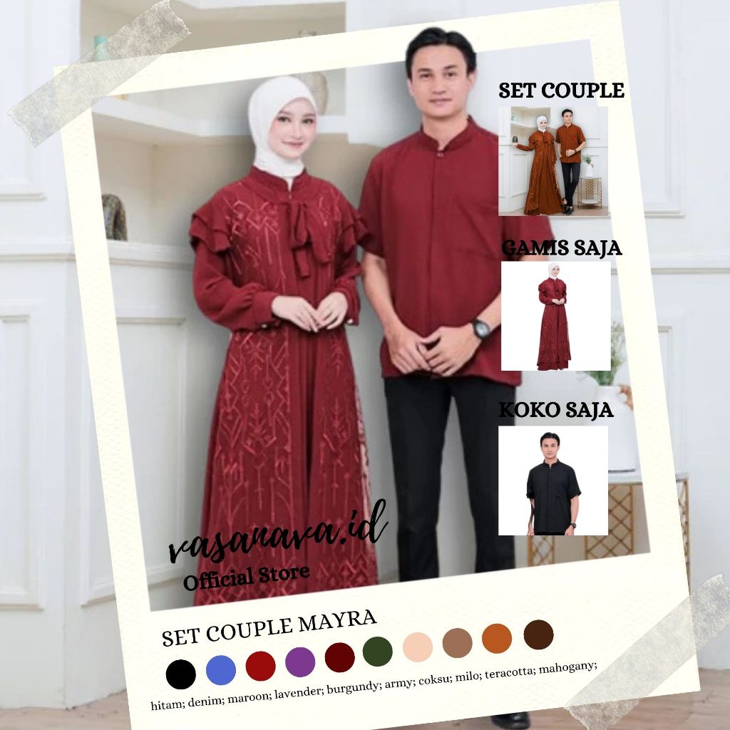 Gamis Couple Gamis Kemeja Cowok Cewek Kondangan Idulfitri Seragam Lebaran 2025 Set Suami Istri Moder