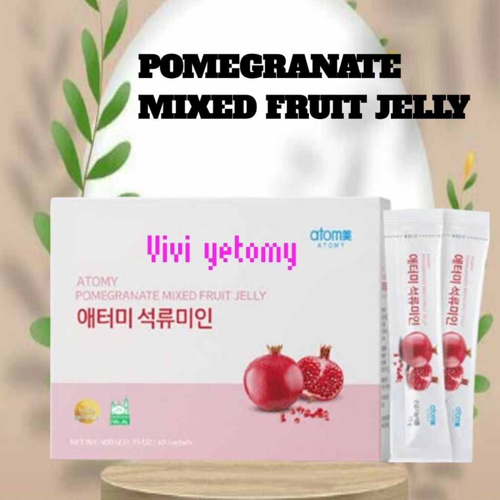 

pomegranate mixed fruit jelly kaya antioksidan dan membantu kesehatan kulit serta kesehatan wanita menopause lembap setiap hari dan sehat setiap hari