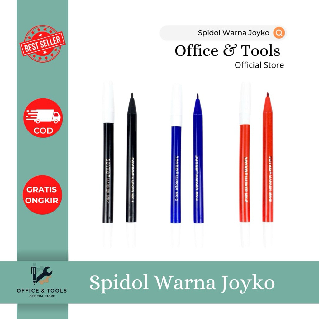 

Spidol Warna Joyko Permanen Hitam Biru Merah Marker Permanent Whiteboard Office & Tools