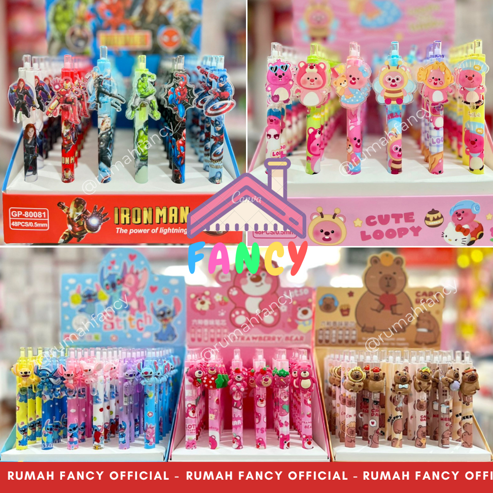 

[1BOX / 48PCS] Bolpen Gel Cetek / Pulpen/ Pena Gel / Bolpen Bentuk BONEKA CAPYBARA/ KARTUN Lucu