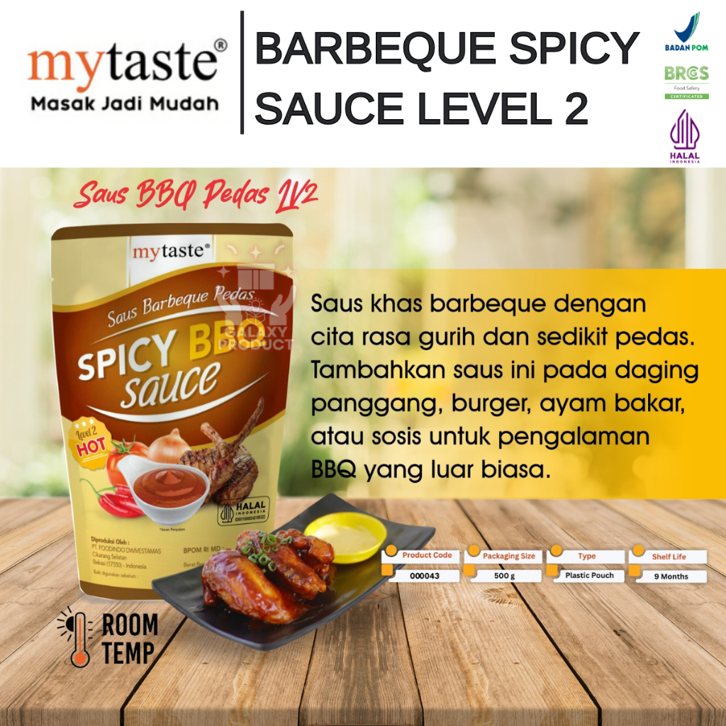 

MY TASTE BARBEQUE SAUCE SPICY LEVEL 2 - SAUS BARBEQUE PEDAS