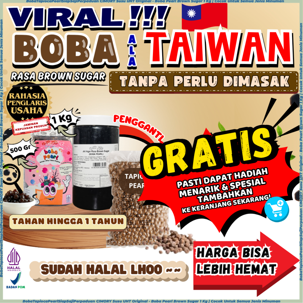 

BobaTapiocaPearlSiapSajiPerpaduan CIMORY Susu UHT Original - Boba Pearl Brown Sugar 1 Kg | Cocok Untuk Semua Jenis Minuman