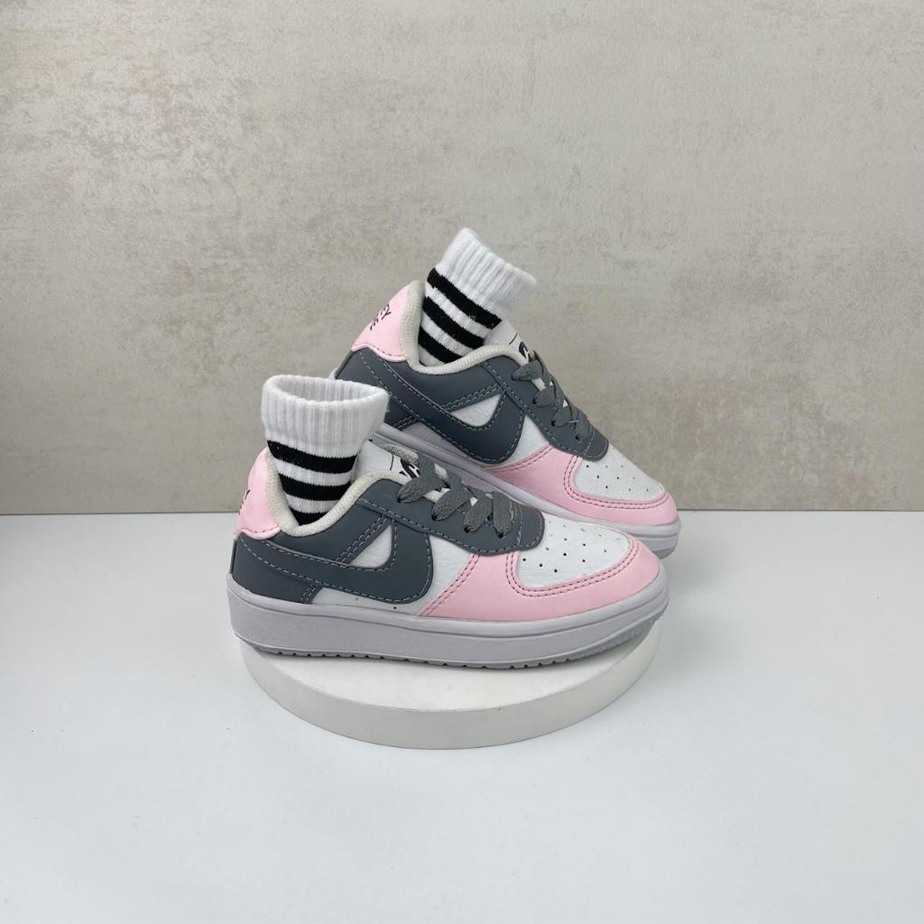 HONEYHOPE Sepatu Anak CTG Laki-Laki dan Perempuan TALI PINK ABU-ABU Usia 1 Tahun - 8 Tahun