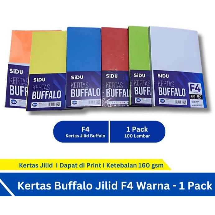 

(1 PAK) Kertas Buffalo / Bufalo / Bufallo Warna POLOS F4 Folio SIDU 160 Gsm (MURAH)
