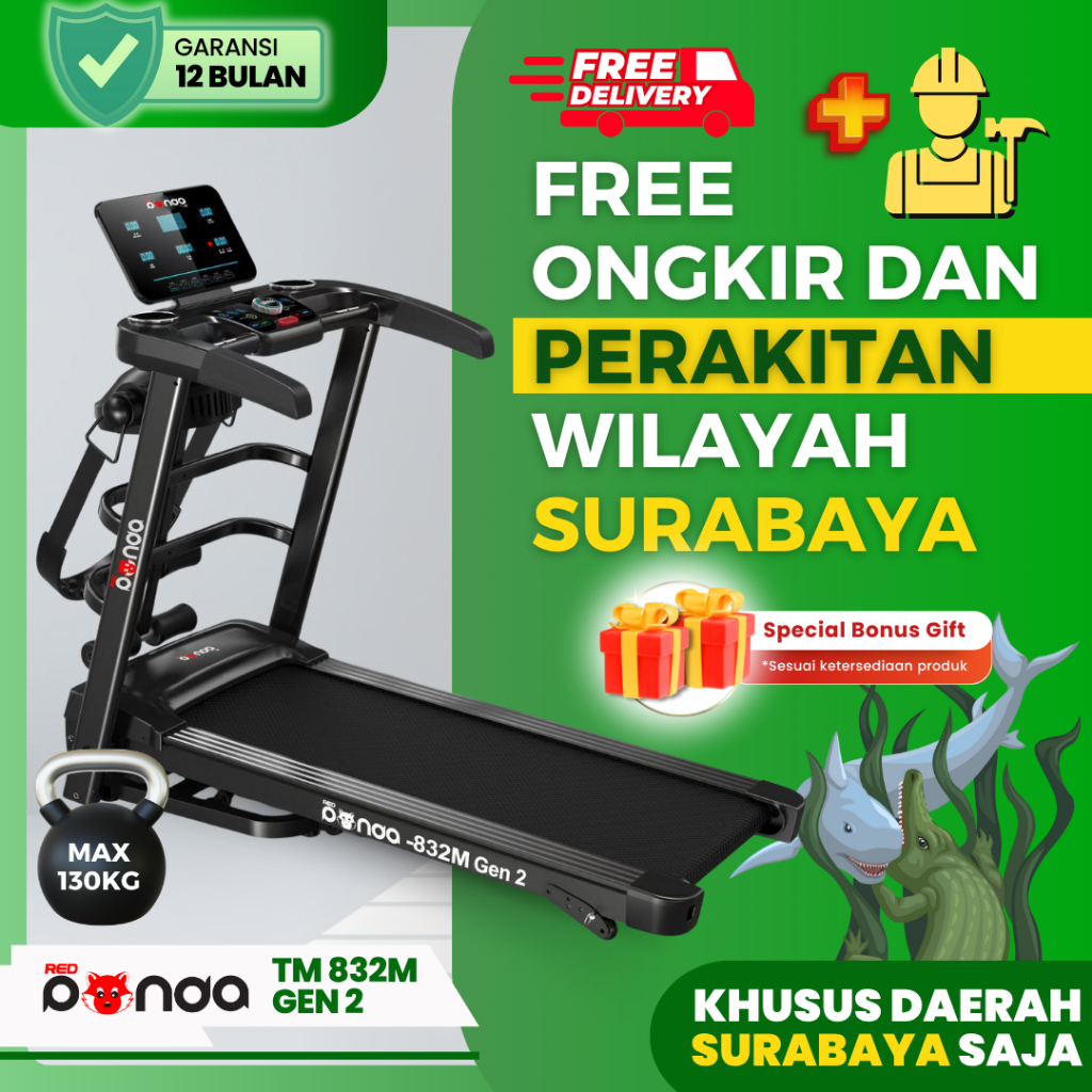 Treadmill Elektrik RedPanda 832M Multifungsi Lipat Motor Dinamo 2HP