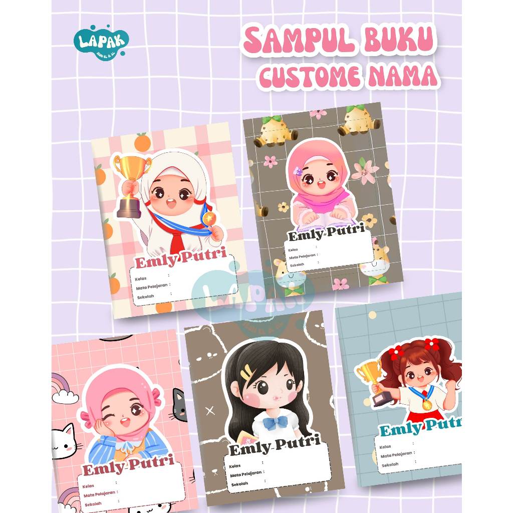 

[LAPAK IBUN] Sampul Buku Anak TK & SD Custom Nama | Anti Kusut & Warna Cerah | perempuan