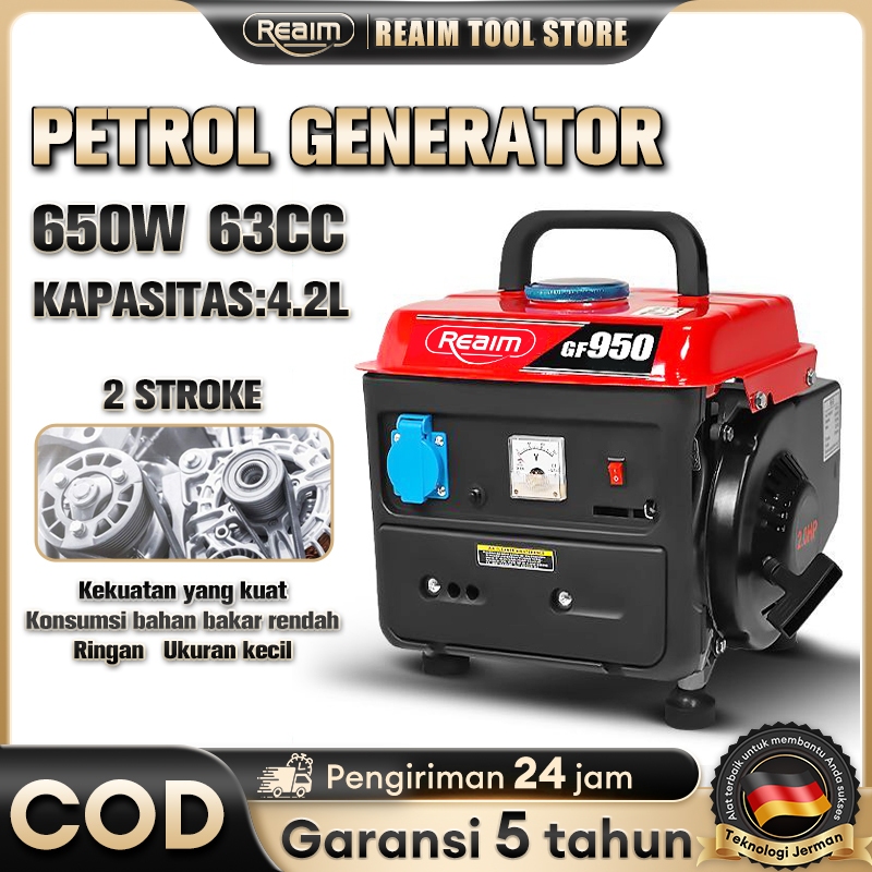 Reaim 2/4Tak Genset Dinamo Pembangkit Listrik 650 Watt Genset Mini Genset Portable