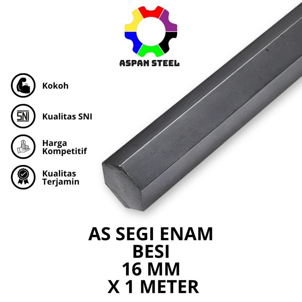 As segi enam besi 16 mm