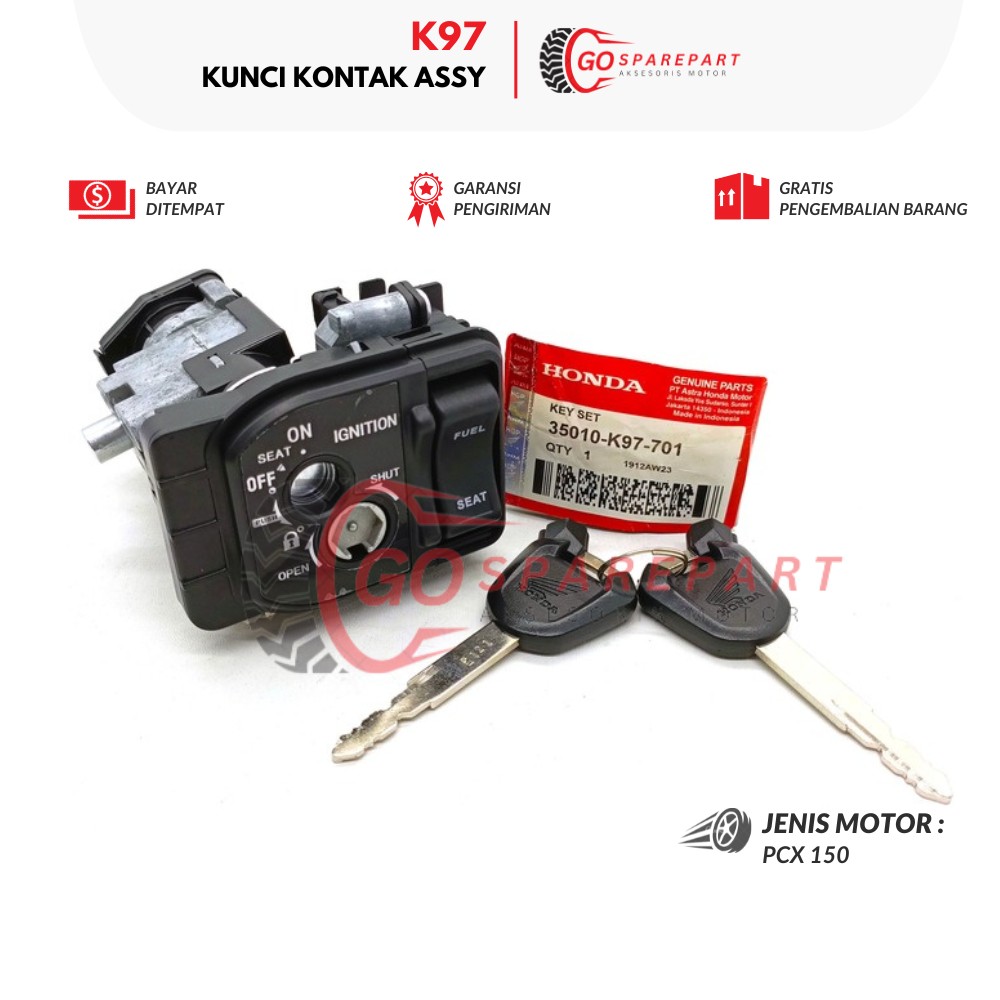 K97 KUNCI KONTAK ASSY MOTOR HONDA PCX 150 / SET KUNCI KONTAK MOTOR PCX 150 / RUMAH KUNCI KONTAK / KO