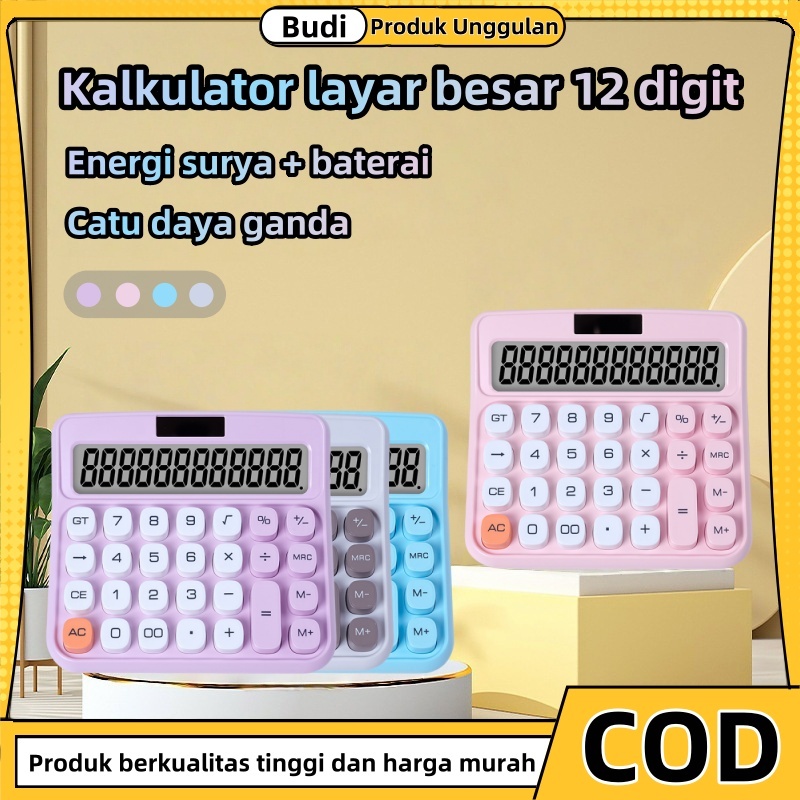 

Energi surya + baterai Kalkulator Rainbow - Layar besar kalkulator dagang 12 Digit kalkulator akuntansi Tombol Fancy COLORFULL