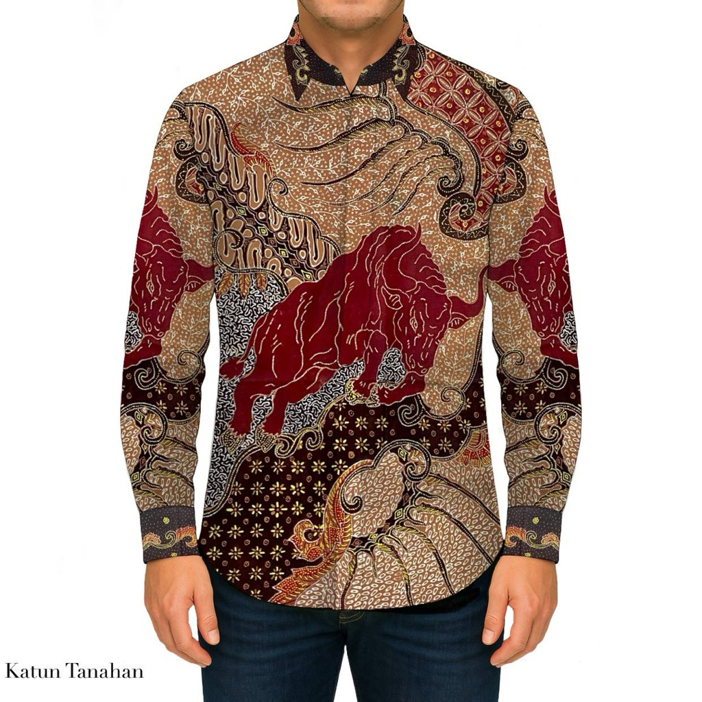 Kain batik tulis katun tanahan exclusive motif banteng kemeja batik tulis pria asli KT68