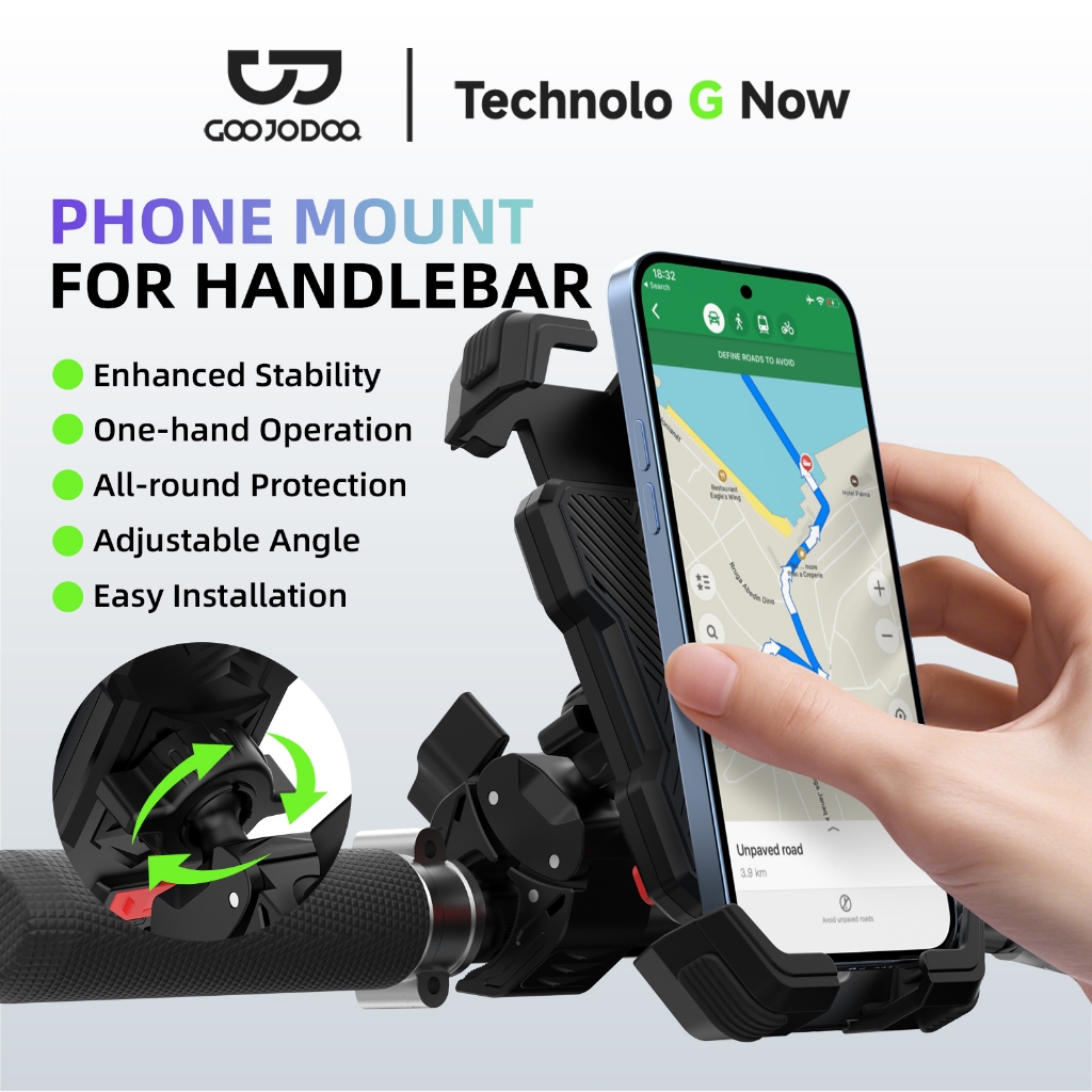 Goojodoq Original Holder HP Motor/Sepeda Dapat disesuaikan pemasangan cepat Breket Tempat Handphone 