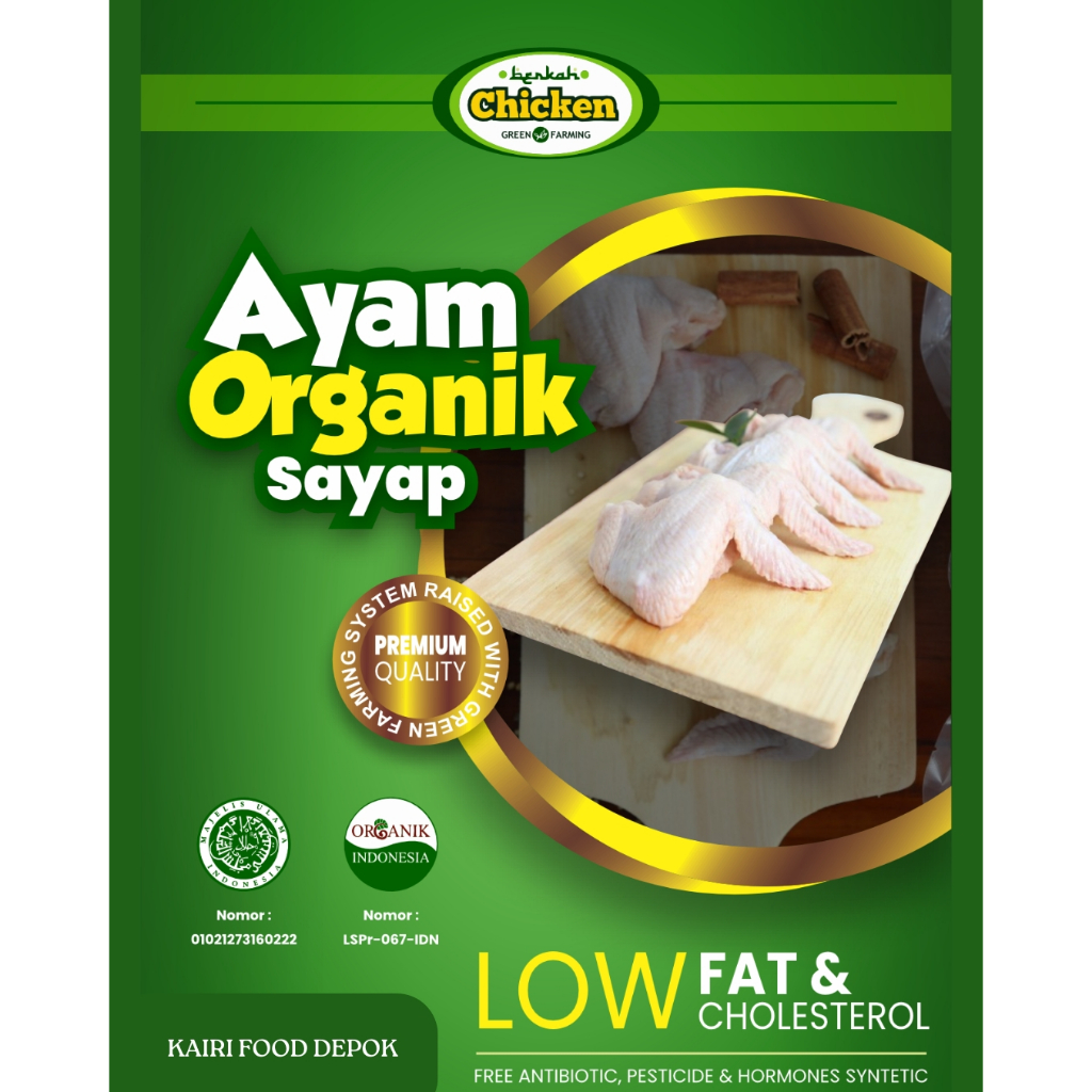 

Berkah Chicken | Ayam Organik SAYAP 1 Kg - Frozen Food Sehat dan Praktis