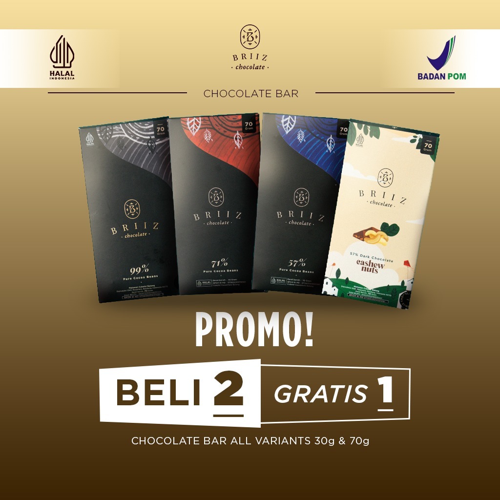 

BRIIZ - Chocolate Bar Cashew Single Origin | Dark 100% Cocoa Butter Premium | Artisan Indonesia | Cokelat Vegan | Healty Snack | Cemilan Sehat | Snack Diet | Coklat Batangan Kakao Asli
