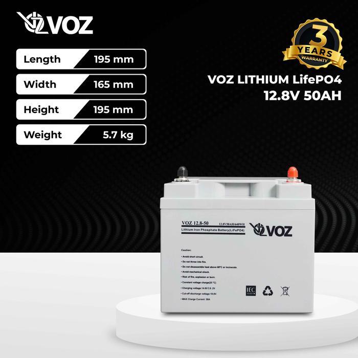 Voz Baterai LiFePO4 12.8V 50Ah - Baterai Lithium LifePO4 12,8V 50AH