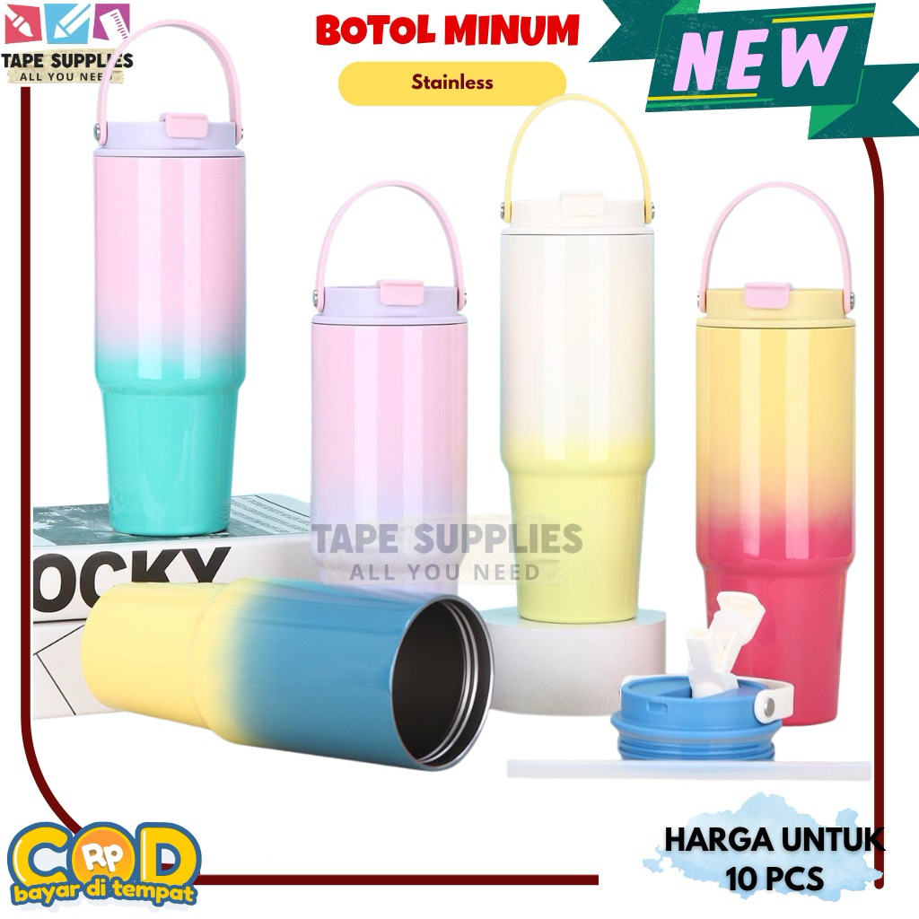 Tumbler Stainless Steel 900ml Warna Gradasi Pastel – Botol Minum Aesthetic Termos Kekinian