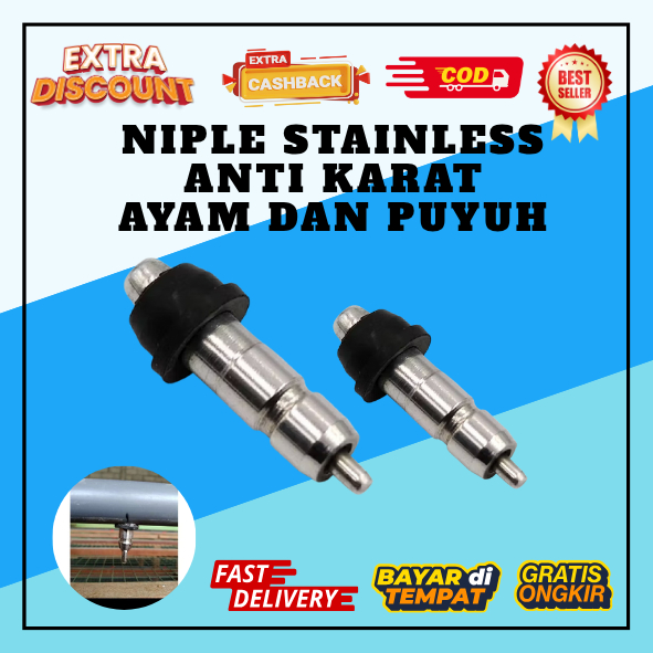 Stainless Steel Nipple Drinker Tempat Minum Ayam Puyuh Nipel Ayam
