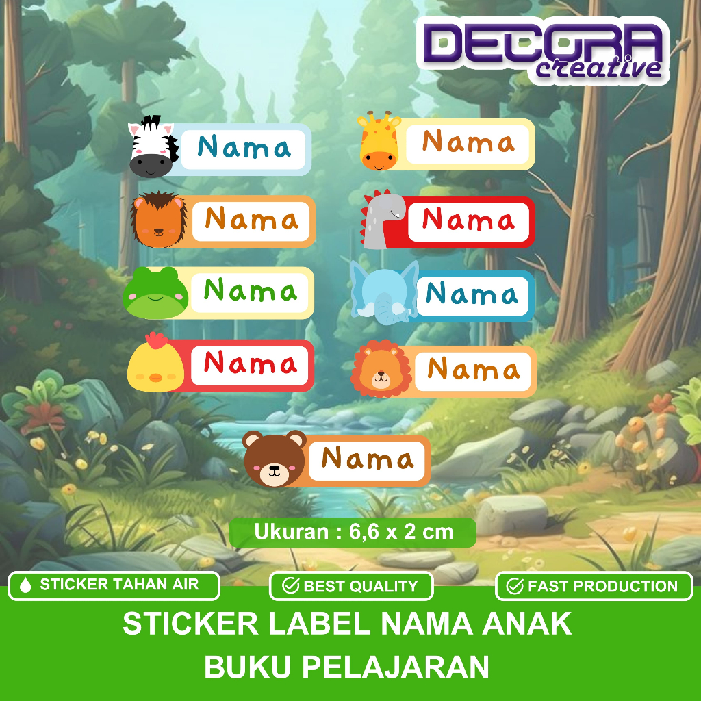 

STIKER LABEL NAMA ANAK BUKU PELAJARAN HEWAN ANIMAL | STIKER MAPEL BAHAN CROMO