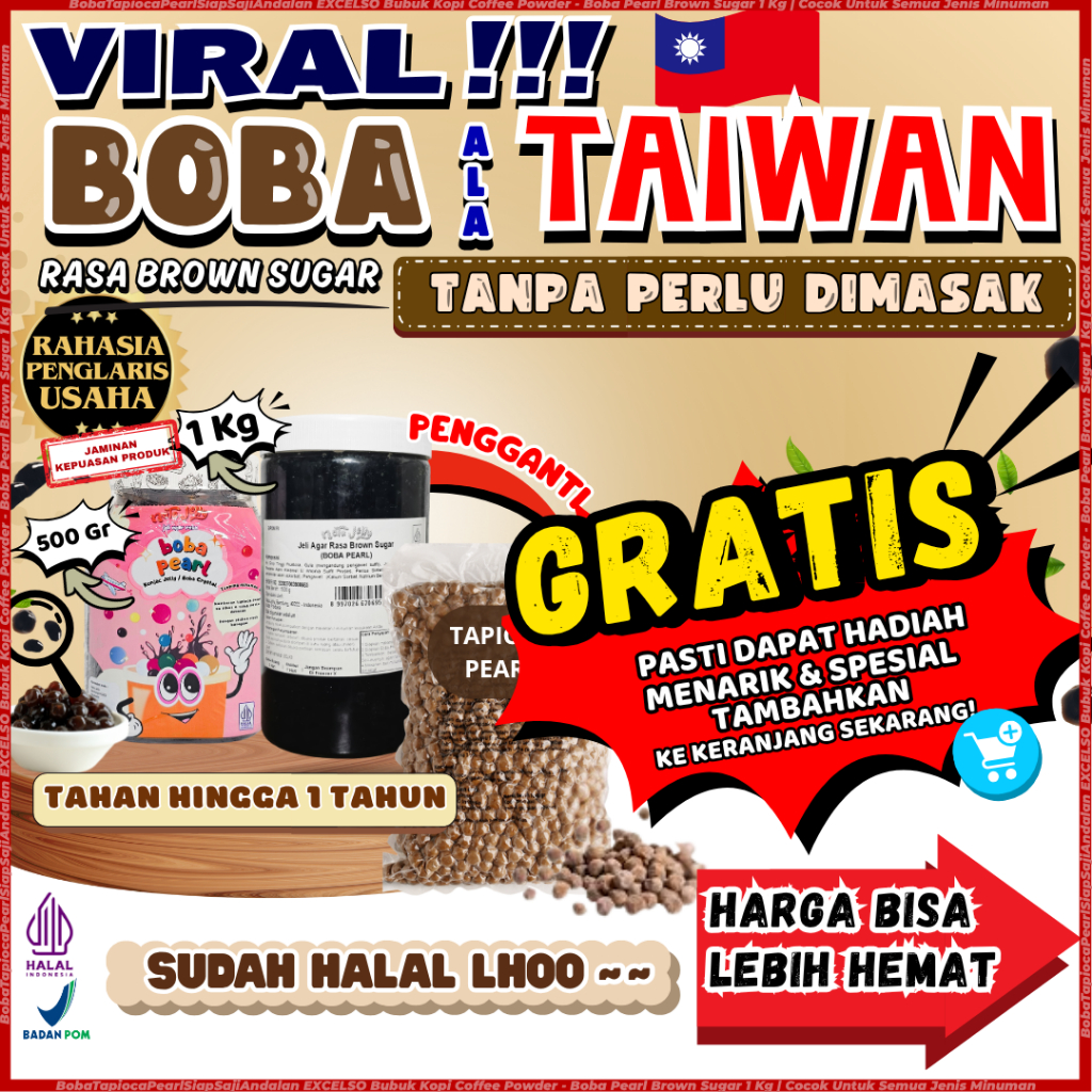 

BobaTapiocaPearlSiapSajiAndalan EXCELSO Bubuk Kopi Coffee Powder - Boba Pearl Brown Sugar 1 Kg | Cocok Untuk Semua Jenis Minuman