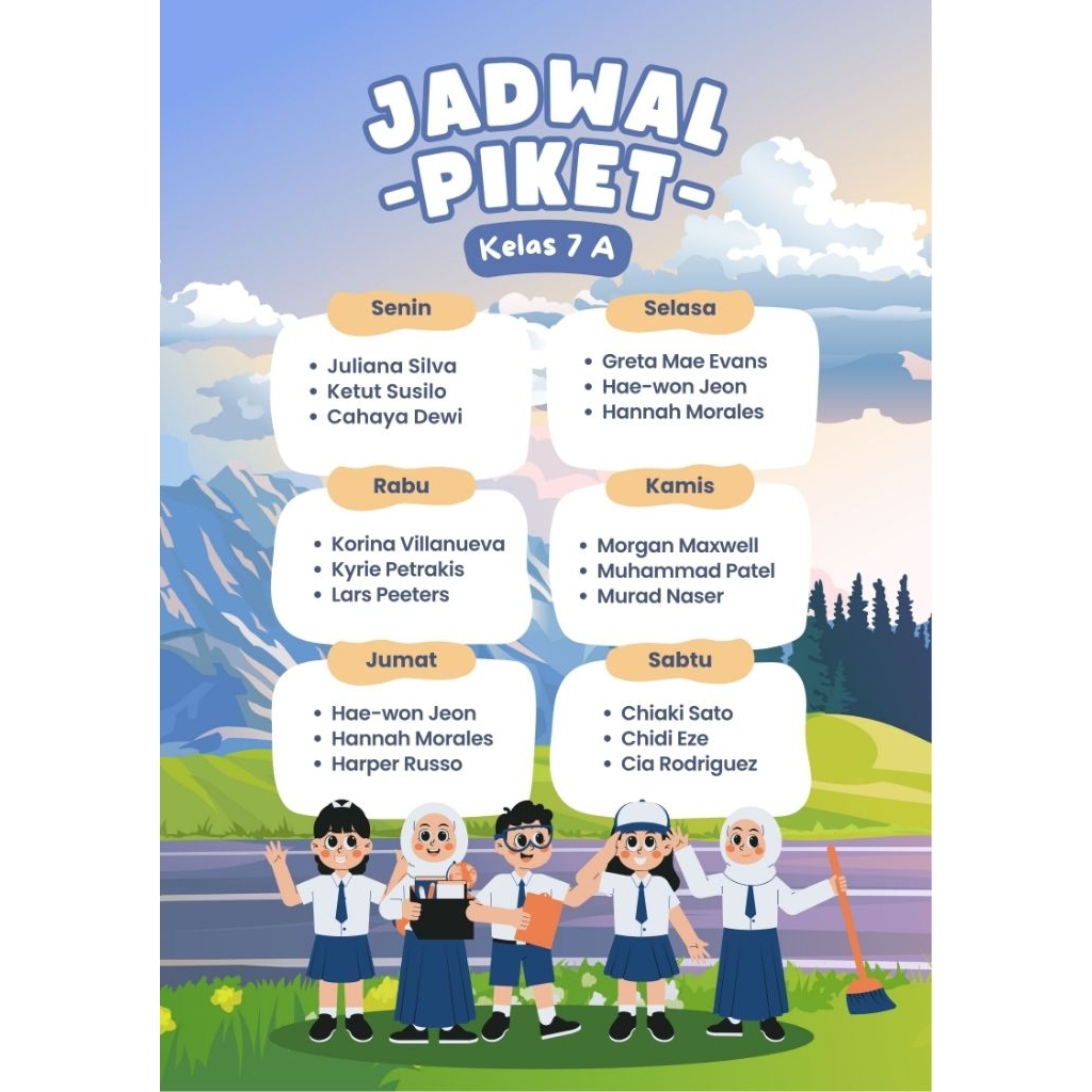 

Poster Jadwal Piket Kelas – Free Custom Nama
