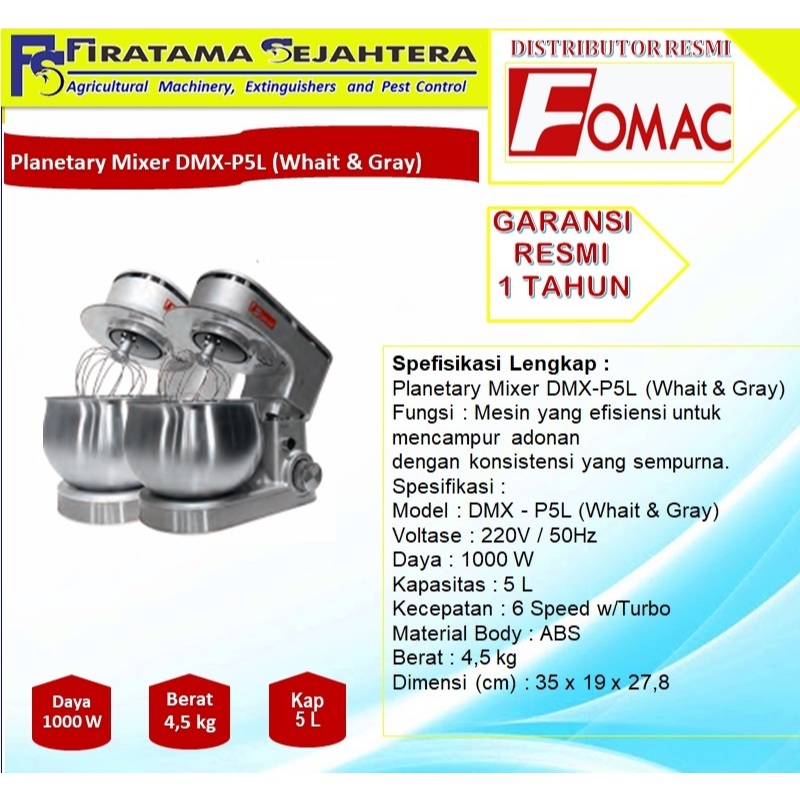 FOMAC STAND MIXER DMX-P5L WHITE / Mixer FOMAC 5 Liter