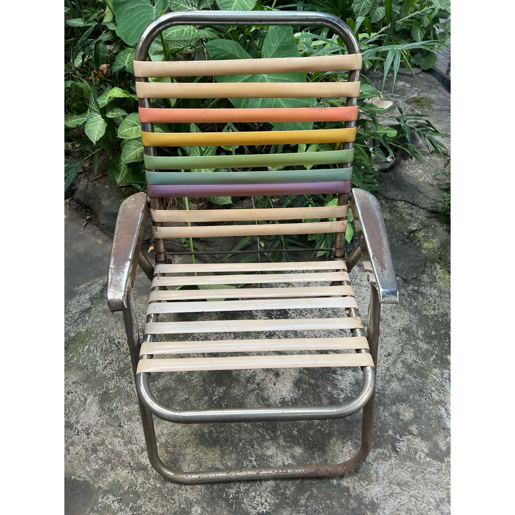 Kursi Pentil Karet Pelangi, Jadul Klasik Bahan Besi Krom,, Made in Japan