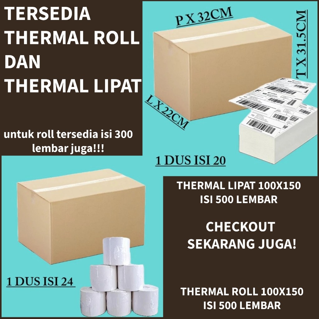 

Label Thermal 1 Dus isi 24 Roll Ukuran 100 x 150 isi 300 lembar A6