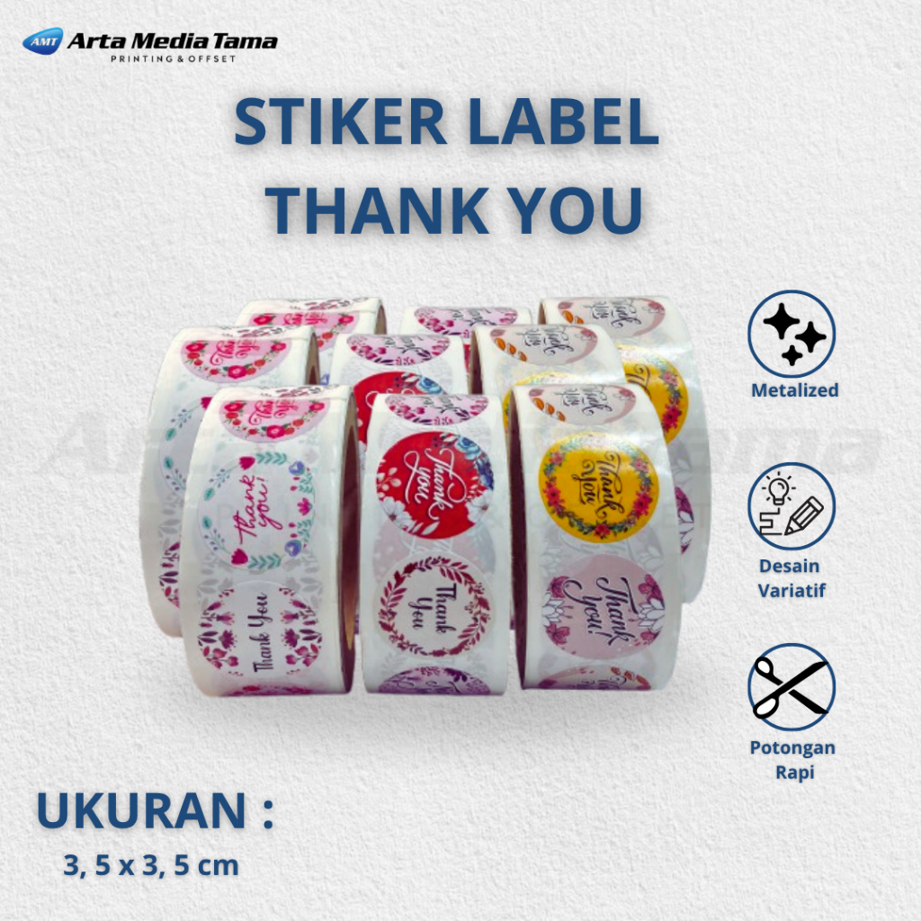 

(ISI 100PCS) STICKER LABEL THANK YOU | STICKER LABEL KUE | STICKER LABEL DEKORASI AMPLOP UK 3,5 CM