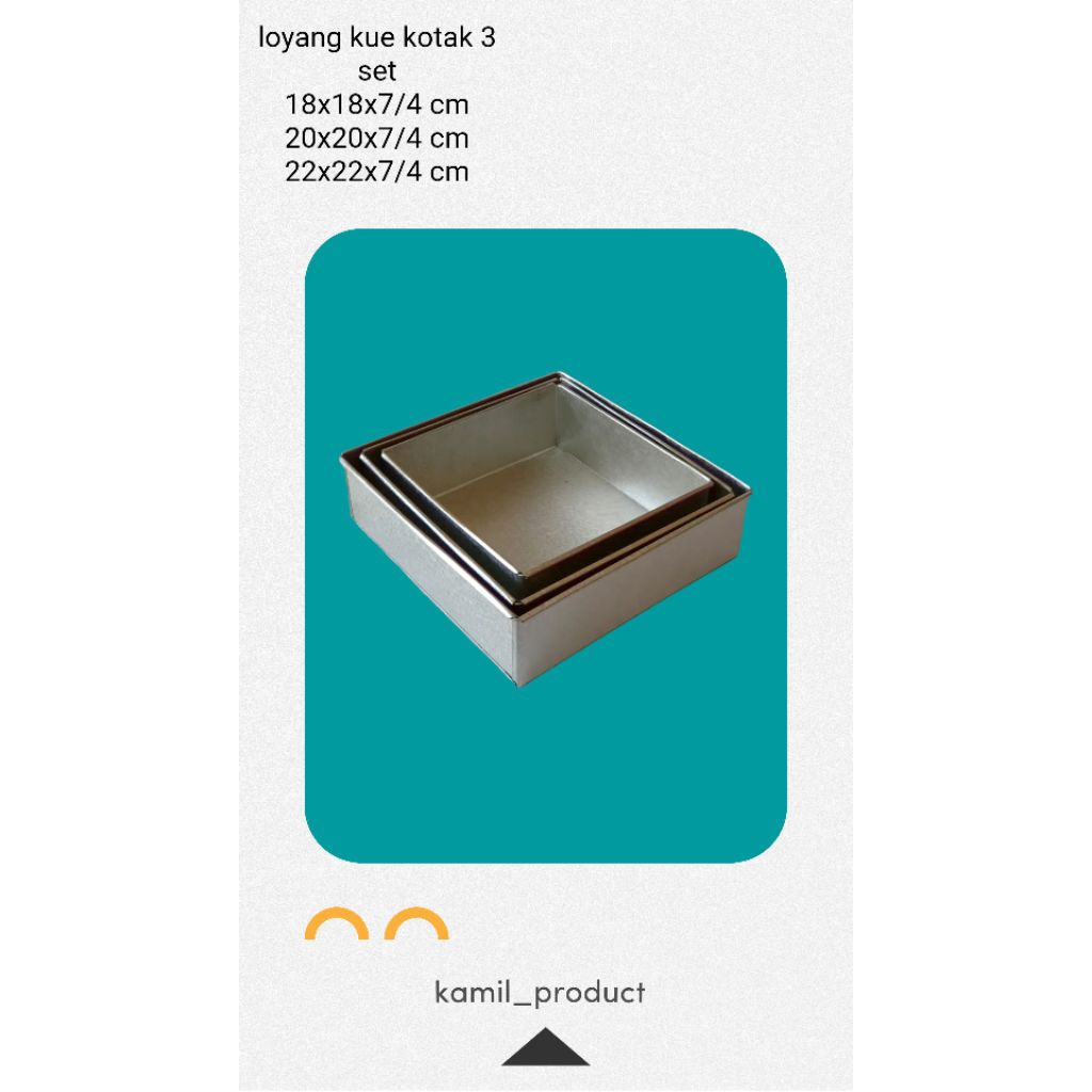 loyang kotak persegi 18x18-20x20-22x22 tinggi 4/7 cm loyang bolu lapis legit anti lengket berkualita