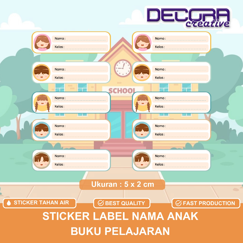 

50 PCS | STIKER LABEL NAMA ANAK BUKU PELAJARAN ANAK | STIKER MAPEL BAHAN CROMO
