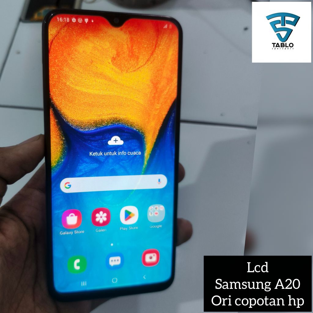 LCD Touchscreen frame Samsung A20 Amoled ori original copotan hp