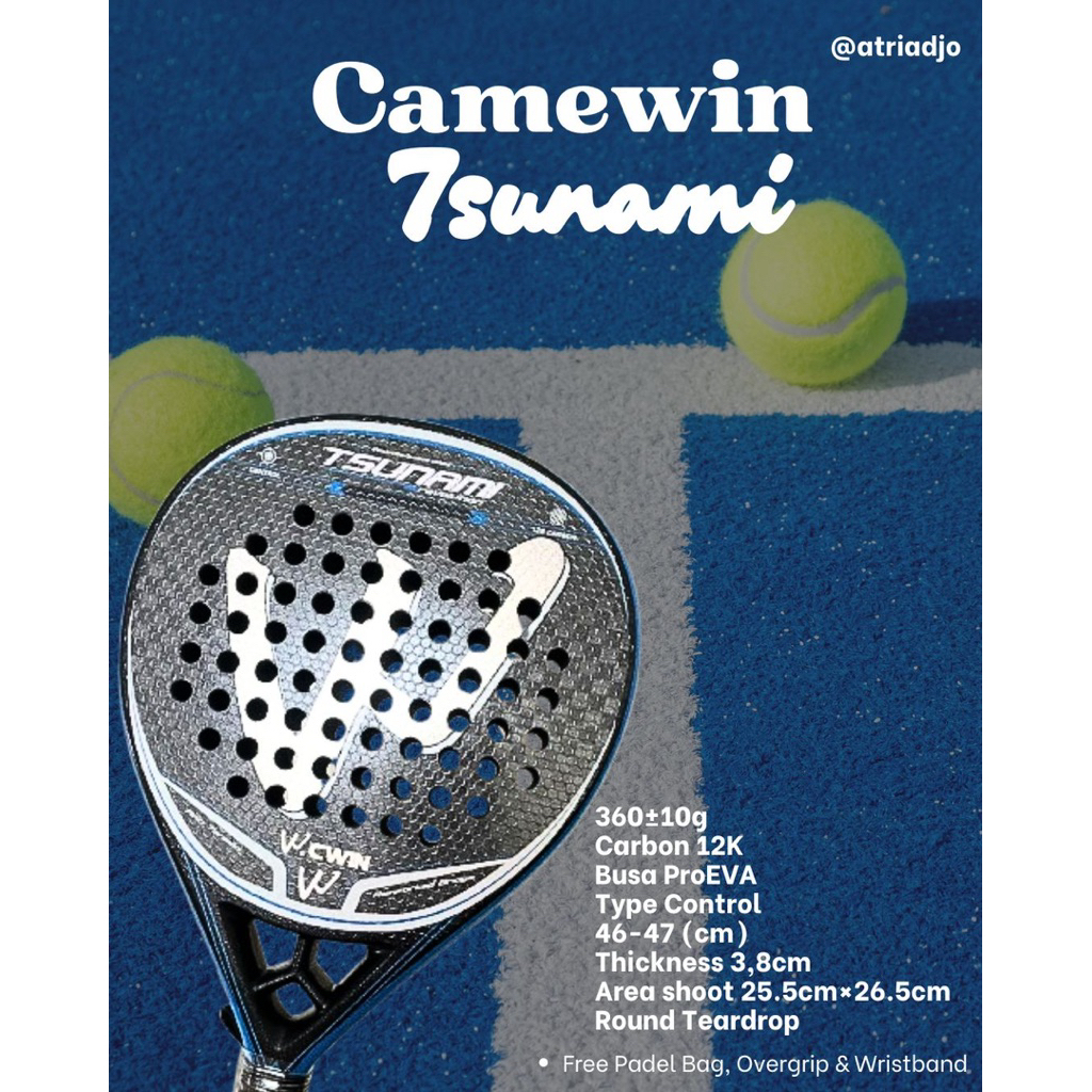 Raket Padel Carbon 12K Camewin Tsunami