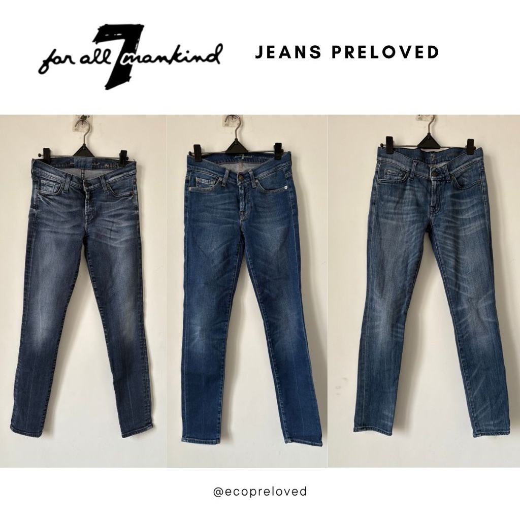 PRELOVED Celana Denim Jeans Slim Skinny Wanita Petite Brand 7 for All Mankind (Milik Pribadi)