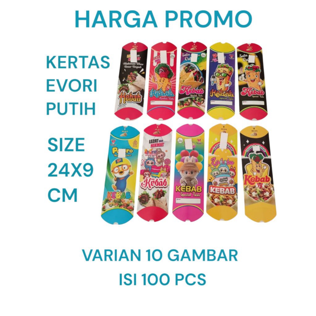 

100 Lembar Kemasan Kebab Ivori 100 Pcs