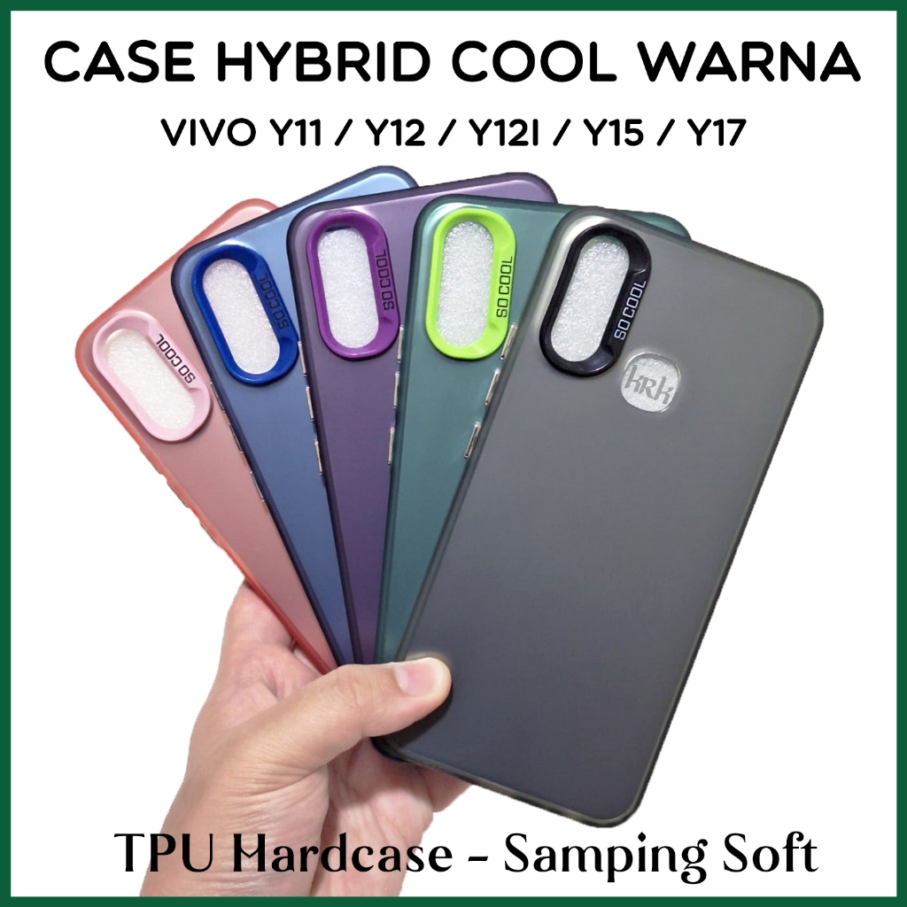 KRK Case Hybrid Cool Vivo Y11 Y12 Y12i Y15 Y17 Fuze Warna Grey Pink Ungu Biru Hijau Hologram IMD Har