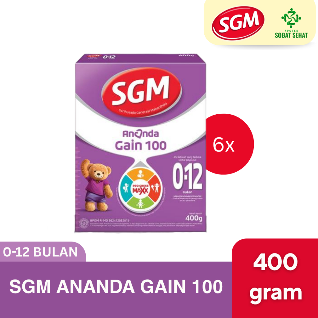 [SGM GAIN HEMAT ] - 6 BOX SGM ANANDA GAIN 100 0-12 BULAN - 400 GRAM