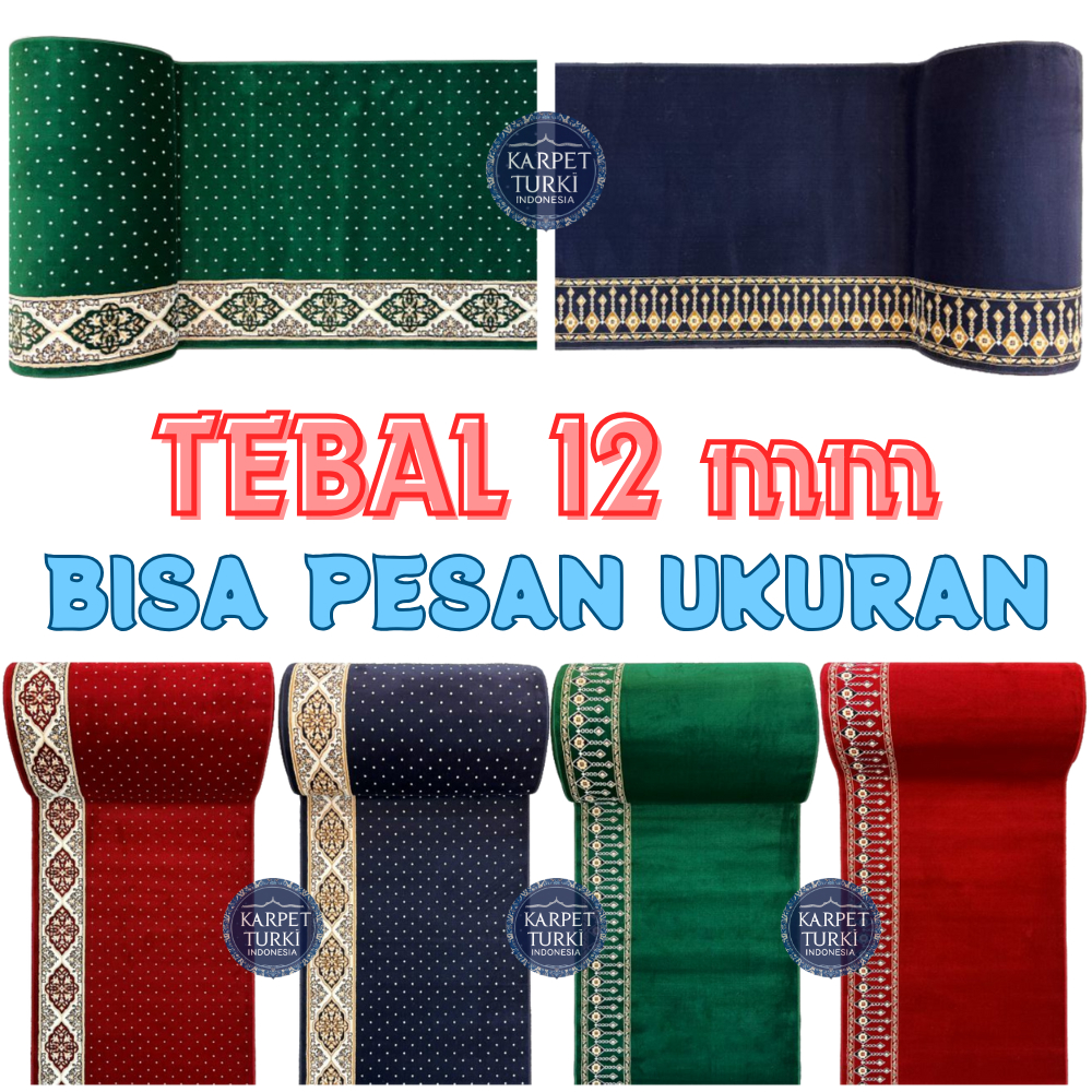 Karpet Masjid Turki ALGIZ PERGRA METERAN Ukuran 100 x 120cm Tebal 12mm Sajadah Mushola Turki