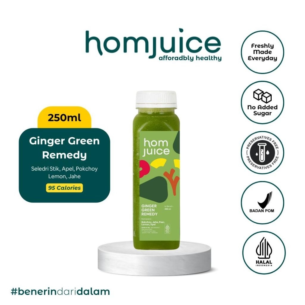 

Homjuice - Ginger Green Remedy 250 ml (Cold-Pressed Juice/Jus/Detox)