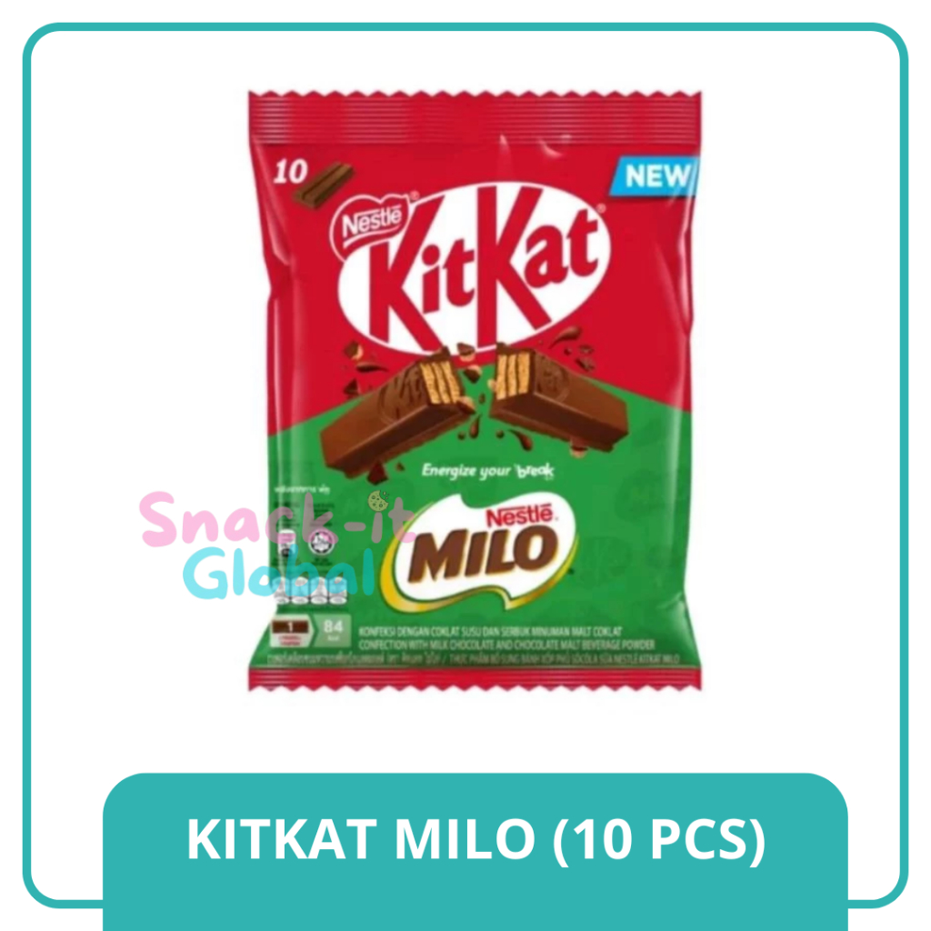 

Coklat Nestle KITKAT MILO Malaysia Chocolate Bar 160gram isi 10pcs