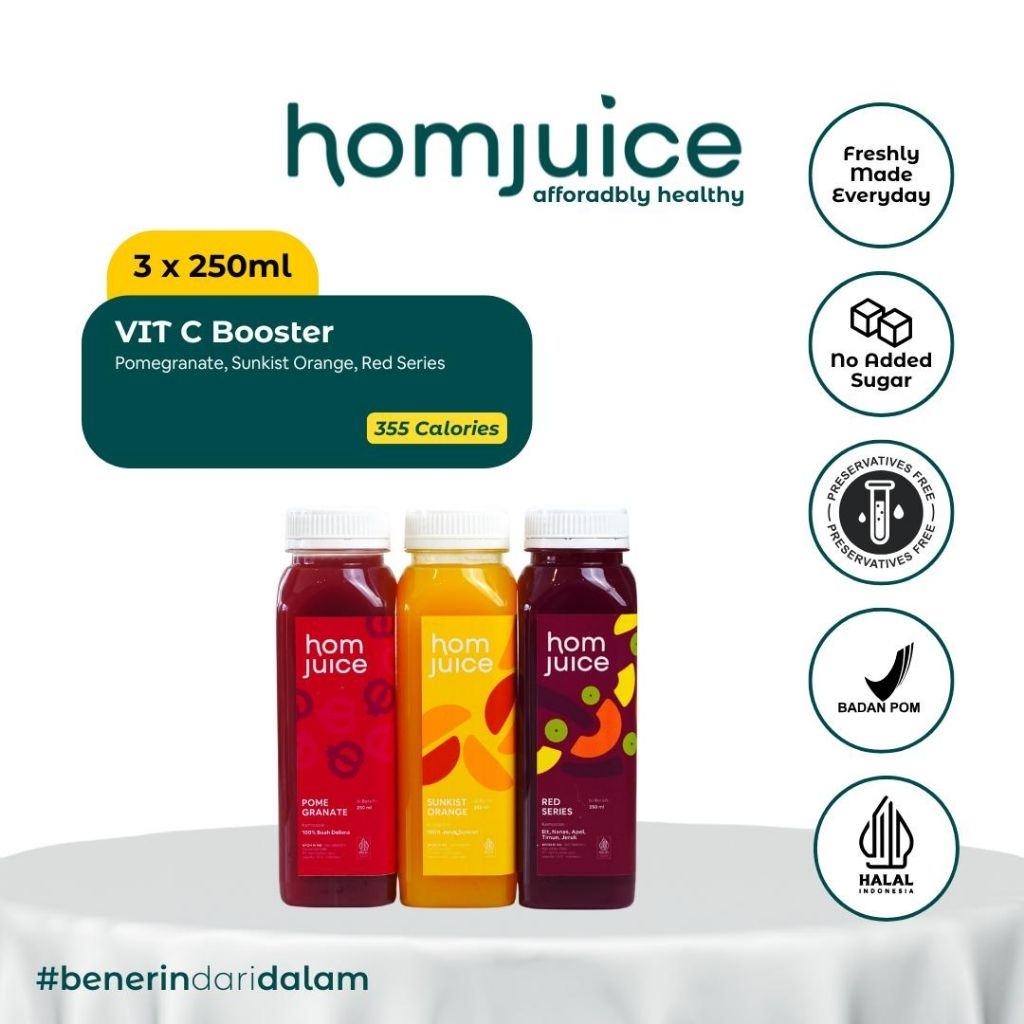 

Homjuice - VIT C Booster Set 1.0 3×250 ml (Cold-Pressed Juice/Jus/Detox)