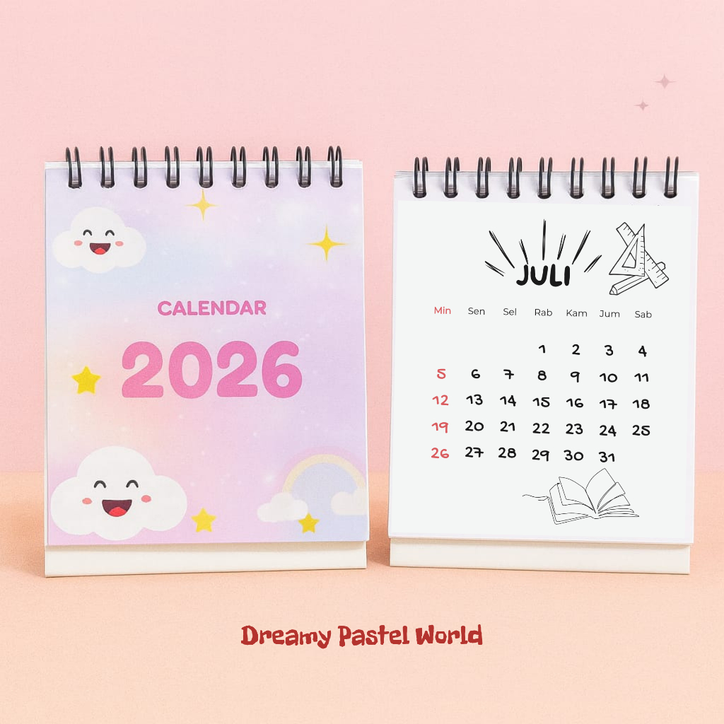 

Custom Cover Kalender Meja 2026 Mini Spiral Cute Aesthetic Tanggal Merah Lengkap