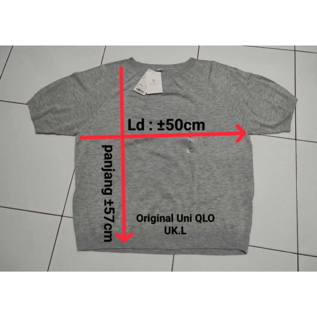 WANITA SWEATER RAJUT 3D KERAH BULAT LENGAN 1/2 UNIQLO