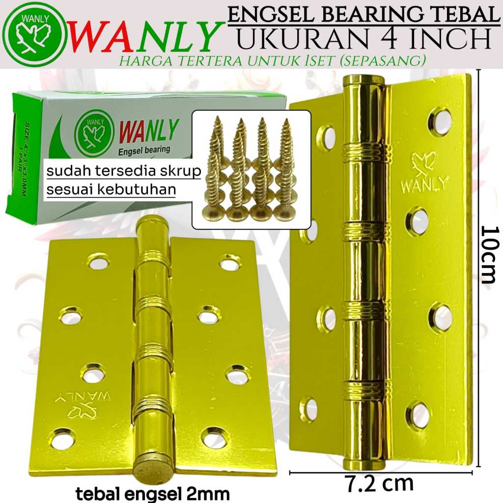 Engsel pintu tebal 4 inch wanly kuning | engsel pintu / engsel jendela / door hinger