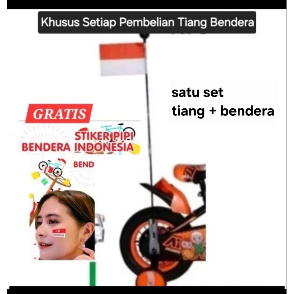 Tiang Sepeda Bendera Merah Putih 17 Agustus / Hias Sepeda /aksesoris sepeda anak / hiasan/ carnaval 